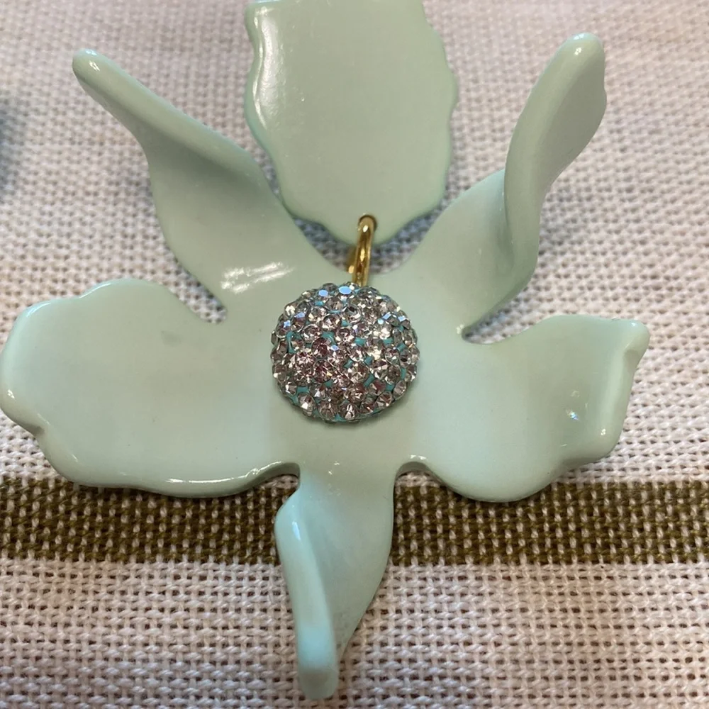 Lele Sadoughi Mint Green Small Crystal Lily Earrings - Picture 3 of 3